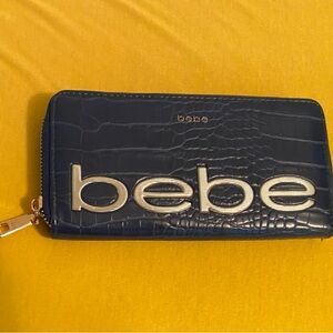 Bebe Navy Croc-Embossed Wallet